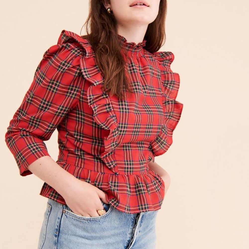Anthropologie plaid ruffle house